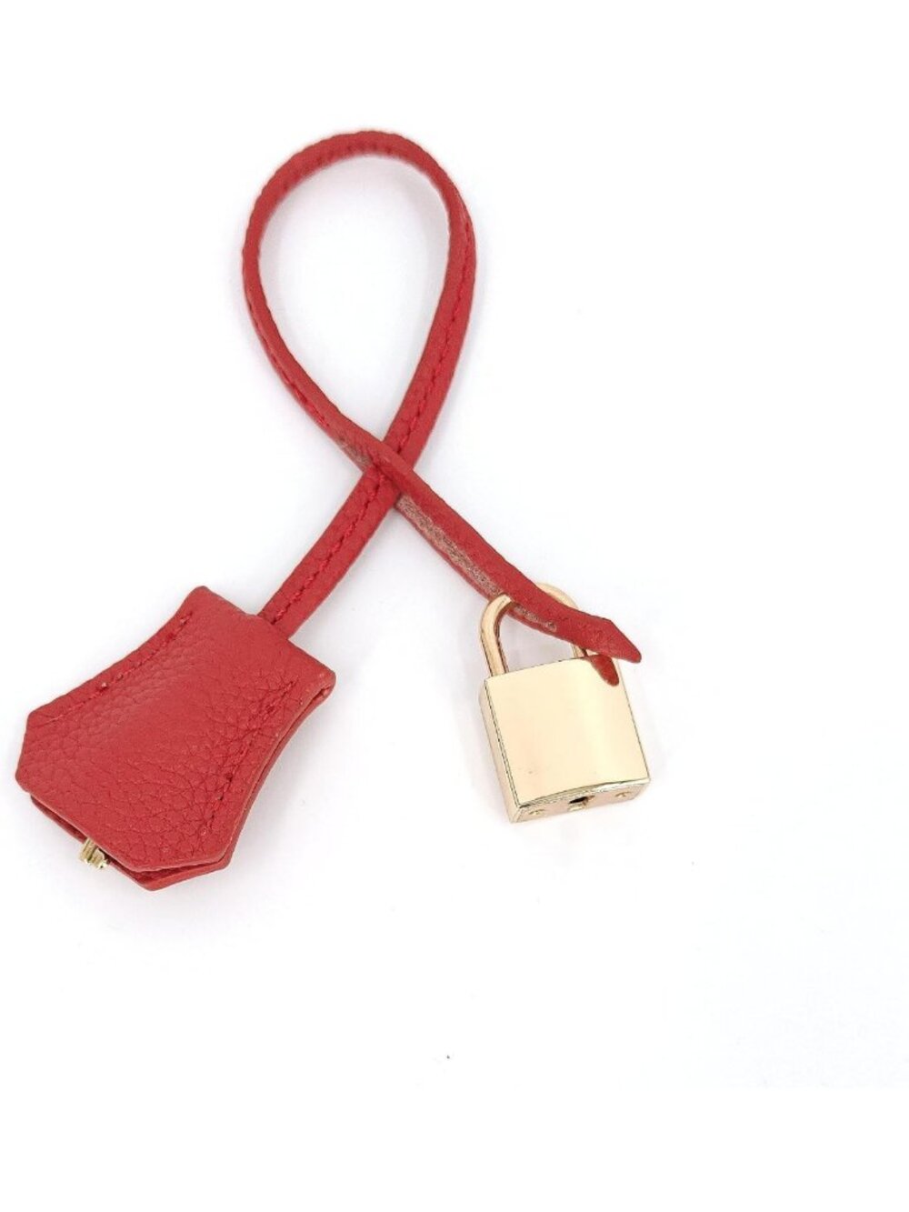 Stylish Genuine Leather Bag Charm with Padlock & Key Set - Perfect Accessory!